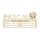 Dřevěný držák na medaile s laserováním 45cm pes Weimarský ohař