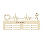 Dřevěný držák na medaile s laserovaným textem 45cm pulz srdce