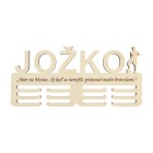 Dřevěný držák na medaile s názvem a laserem vytvořeným textem 45cm