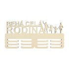 Dřevěný držák na medaile běhá celá rodina 45cm