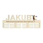 Dřevěný držák na medaile s jménem a laserovaným textem 55cm