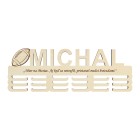 Dřevěný držák na medaile s jménem a laserovaným textem 55cm Americký fotbal