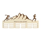 Dřevěný držák na medaile s komplikovaným designem a laserováním 55 cm atletika