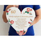 Dřevěné srdíčko 30cm Jubileum + věnování NA MÍRU