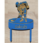 Dřevěný hokejový pálka šířka 13cm malovaný - královská modrá