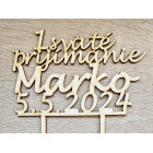 Dřevěná zástava prvního svatého přijímání S JMÉNEM a DATUMEM 15 cm