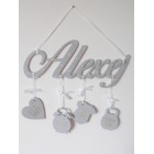 Dřevěné jméno s údaji barva šedá