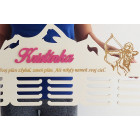 80cm dřevěný věšák na medaile s laserováním a jménem Lukostřelba