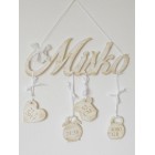 Dřevěná tabule s údaji barva patina bílá