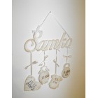 Dřevěná tabule s údaji barva patina bílá