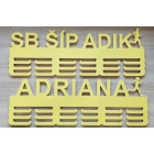 65cm dřevěný držák na medaile malovaný - žlutý