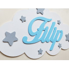 Obláček zdobený jménem a hvězdami šířka 50cm