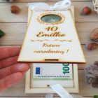 Narozeninový dřevěný obal na peníze 20x10cm