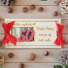 Dřevěný obal na peníze vidíš 50 není až tak hodně 20x10cm - ČERVENÁ