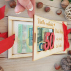 Dřevěný obal na peníze vidíš 50 není až tak hodně 20x10cm - ČERVENÁ