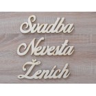 Svatební nápisy set-Ženich Svatba Nevěsta 70x205mm