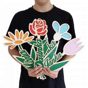 Dřevěný květ se jménem Tulipán 40cm 2