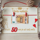 Dárek na JUBILEUM 50 narozeniny dřevěná tabulka 30x22cm