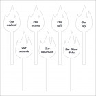 Sedm darů výzdoba k oltáři PLAMENE zápich (CENA set 7ks)