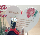 Dřevěné srdíčko 30cm milá babička + věnování NA MÍRU