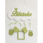 Jméno na oblaku s údaji 35cm zelená