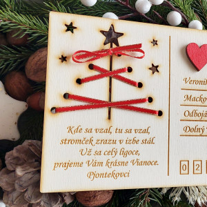 Vánoční pohlednice dřevěná 18x12, 50cm 2