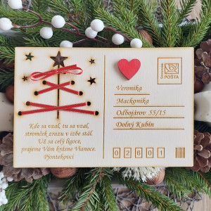 Vánoční pohlednice dřevěná 18x12, 50cm