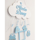 Dvoj jméno na obláčku s údaji o narození 35cm