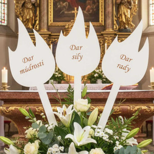 Sedm darů výzdoba k oltáři PLAMENE zápich (CENA set 7ks)