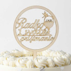 Dřevěný zapich kruh 1. svaté přijímání s jménem 15 cm