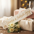 Dřevěná svatební SPZ s jmény