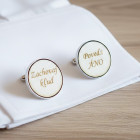 Svatební manžetové knoflíčky kulaté s textem ANO