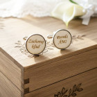 Svatební manžetové knoflíčky kulaté s textem ANO