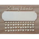 Dřevěný rodinný kalendář typ A s nápisem "Rodinný kalendář" CZ