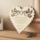 Dřevěné poděkování rodičům vyřezávané holubice