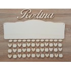 Dřevěný rodinný kalendář typ B s nápisem "Rodina" CZ