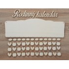 Dřevěný rodinný kalendář typu B s nápisem "Rodinný kalendář" CZ