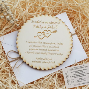 Dřevěné oznámení na svatbu kruh 110mm 2