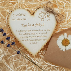 Oznámení svatební srdíčko 105x100mm 2