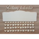 Dřevěný rodinný kalendář typu B s nápisem "Rodinný kalendář" CZ