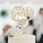 Dřevěný špíz Mr & Mrs 15cm