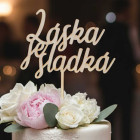 Dřevěný špalek láska je sladká šířka 18cm