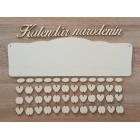 Dřevěný rodinný kalendář typu B s nápisem "Kalendář narozenin"