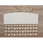 Dřevěný rodinný kalendář typu C s nápisem "Rodina" CS