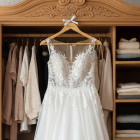 Dřevěný svatební věšák Nevěsta HNĚDÝ