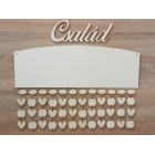 Dřevěný rodinný kalendář typ C s nápisem "Család"