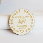 Svatební magnetka rýhovaný holub v srdci 55x3mm