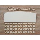 Dřevěný rodinný kalendář typu C s nápisem "Kalendář narozenin"