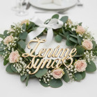 Dřevěný svatební nápis Ženíme syna 90x140x3mm