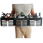 80cm dřevěný věšák na medaile s pulzem + jméno + sport